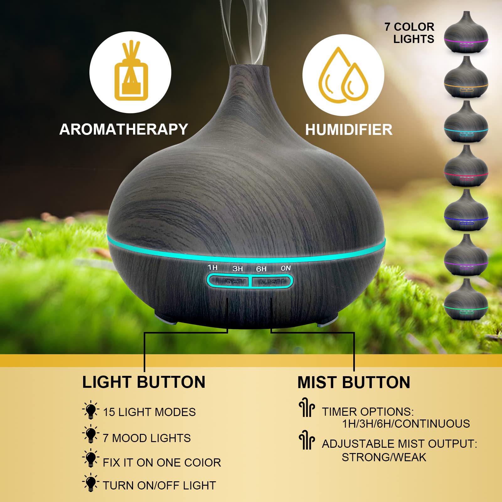 SKY-TOUCH Essential Oil Diffuser, 550ml Oil Diffuser with 4 Timer, Aromatherapy Diffuser Cool Mist Humidifier BPA-Free for Bedroom Home موزع روائح زيوت عطرية من سكاي تاتش، موزع روائح بسعة 550 مل و4 مؤقتات، موزع روائح علاجية ، مرطب للهواء برذاذ بارد خالٍ SKY-TOUCH Essential Oil Diffuser, 550ml Oil Diffuser with 4 Timer, Aromatherapy Diffuser Cool Mist Humidifier BPA-Free for Bedroom Home موزع روائح زيوت عطرية من سكاي تاتش، موزع روائح بسعة 550 مل و4 مؤقتات، موزع روائح علاجية ، مرطب للهواء برذاذ بارد خالٍ